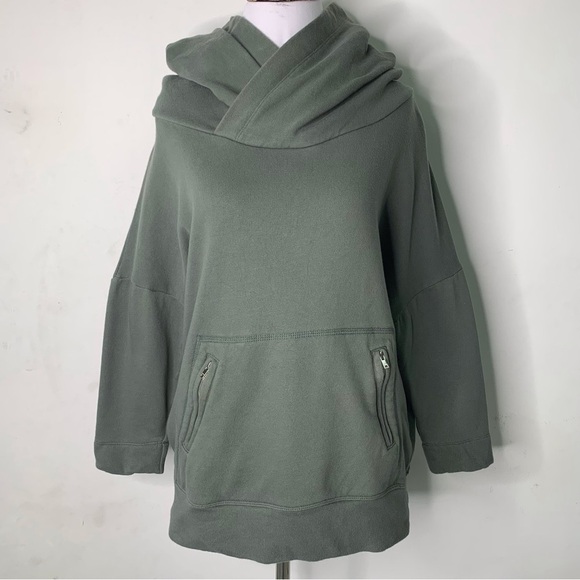 Mikoh Women's Green 100% Cotton Zip Pockets Sweatshirt Hoodie Size 1 / Small - Picture 1 of 15